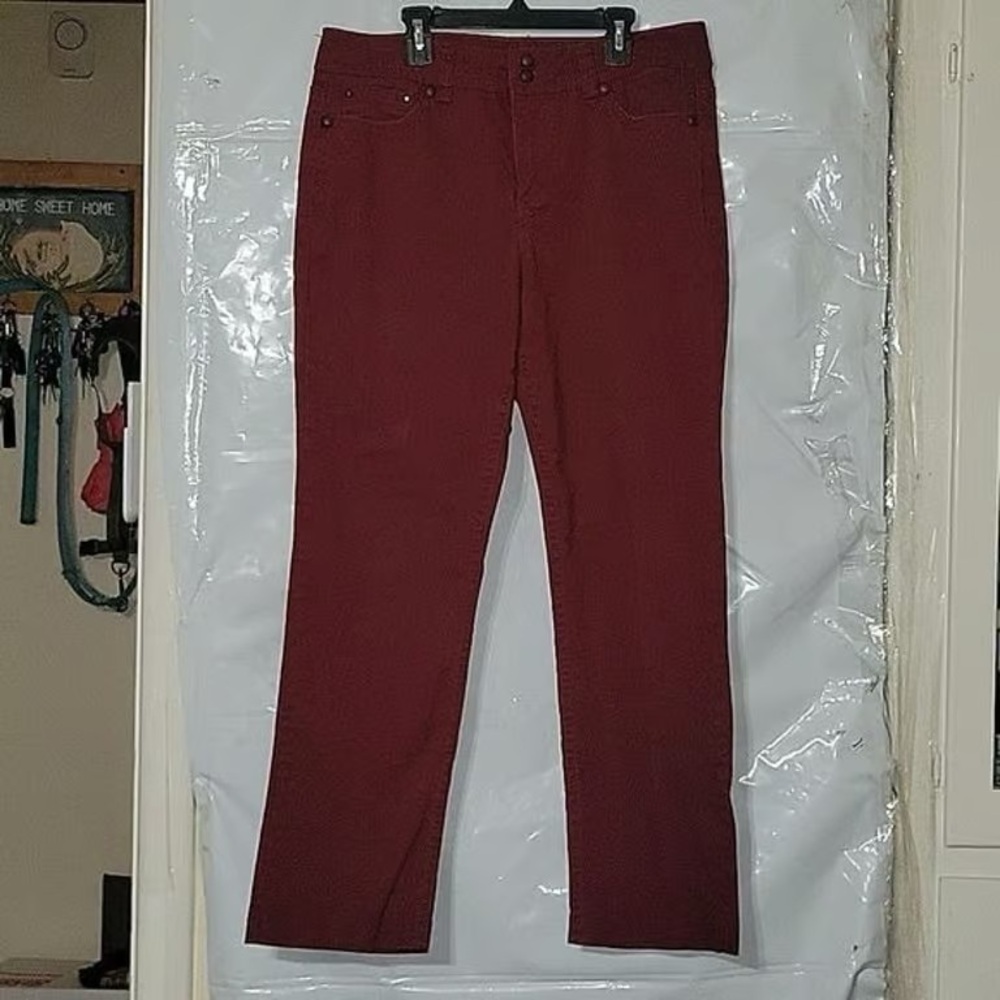 Women's Deep Burgundy Straight-Leg Pants